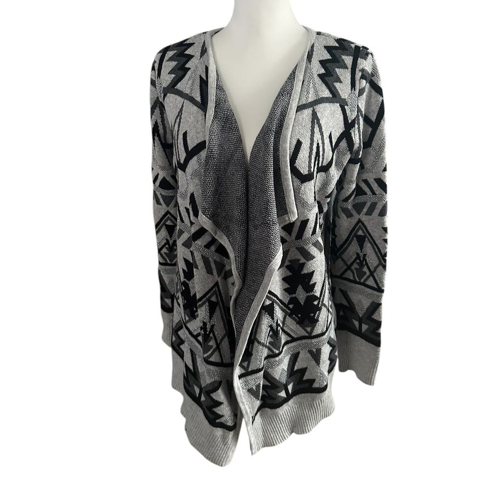 I.N.C International Concepts Open Cardigan Black Gray Silver Large
